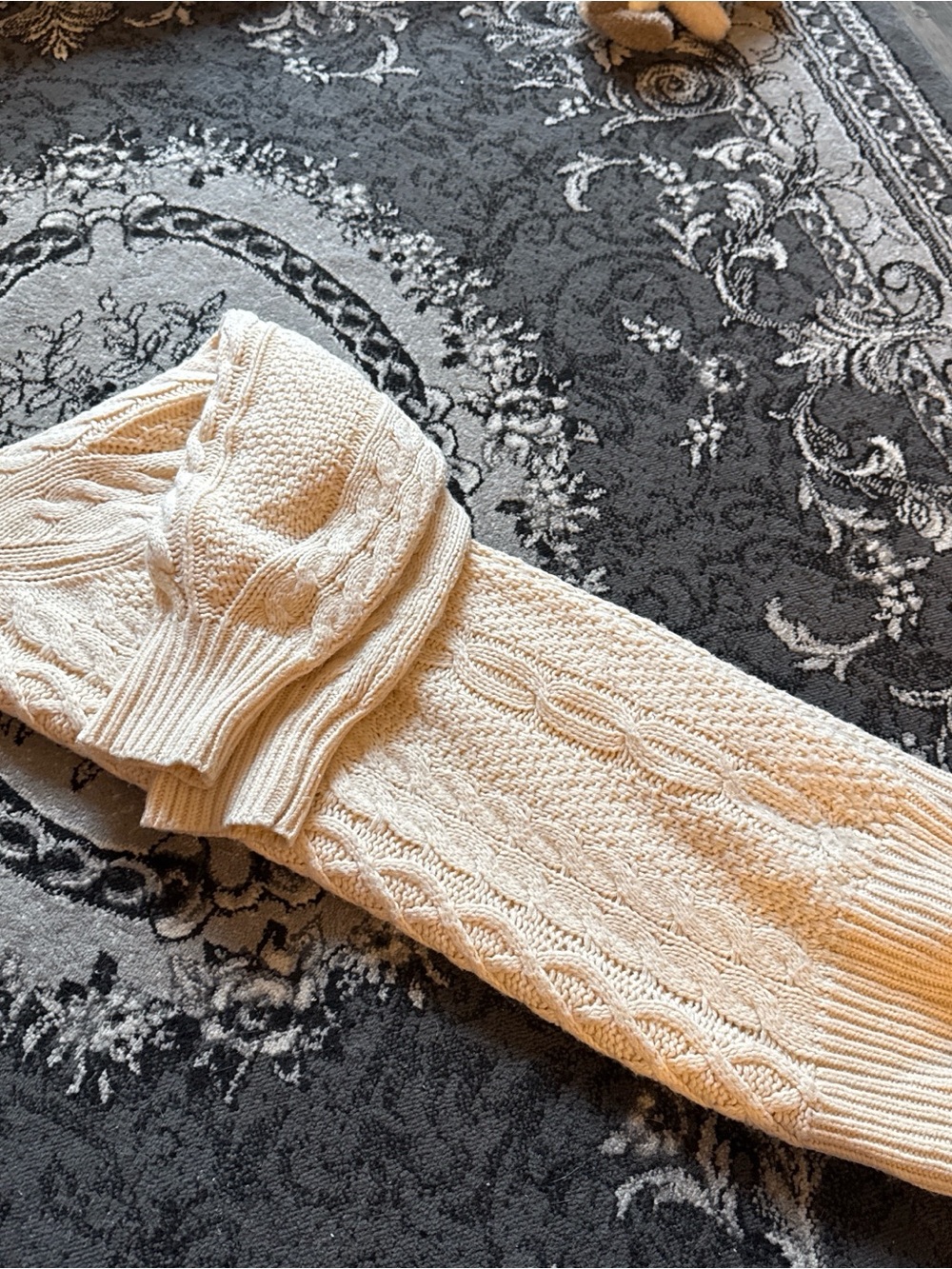 Cream Cable-Knit Scoop Neck Dress